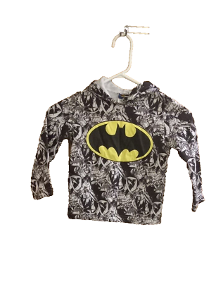 #ad Batman Kids Shirt Size 4 hooded pull over super hero $7.00