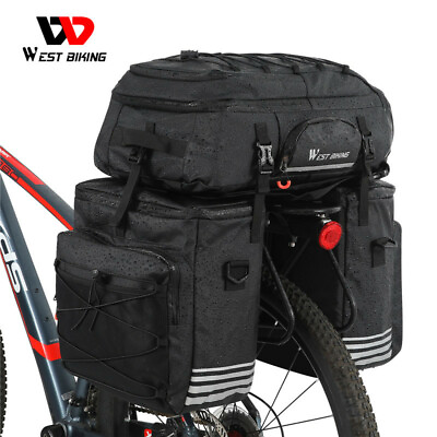 #ad #ad WEST BIKING 3 in 1 Bicycle Trunk Bag Waterproof Bike Rack Pack Bag Pannier Black $67.48