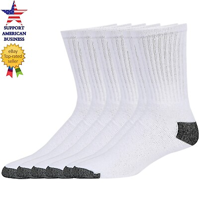 #ad #ad 3 6 12 Pairs Mens White Sports Work Athletic Crew Socks Cotton Size 9 11 amp; 10 13 $6.95