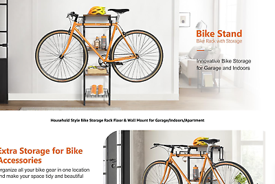 #ad Olakee Vertical Bike Stand Floor Garage Bike Rack with 3 Storage Shelves amp; for $50.00