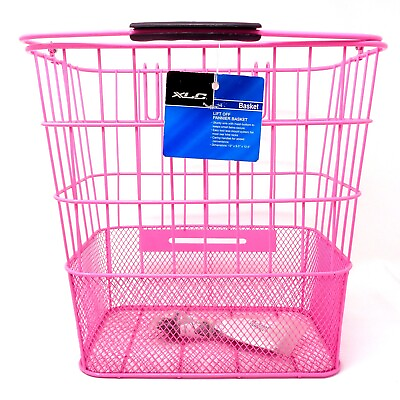 #ad XLC Lift Off Pannier Side Bike Basket Pink Mesh With Handle $19.99