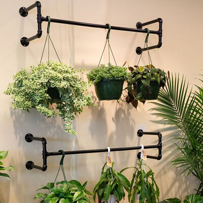 #ad Industrial Pipe Clothes Rack Wall Mounted Hanging Pots Rod Hold up 43 Hangers $32.93