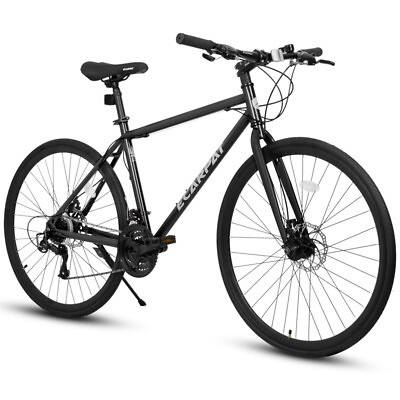 #ad 700C Road Bike 21 Speed Disc Brakes Black Commuting Road Bicycle for Men Women $220.99