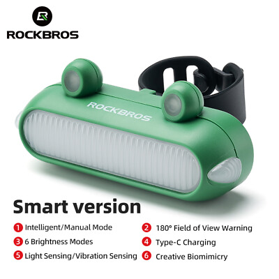 #ad #ad ROCKBROS Frog Shape Bike Smart Light Rear Seat Taillight Brake Sensor Waterproof $24.24