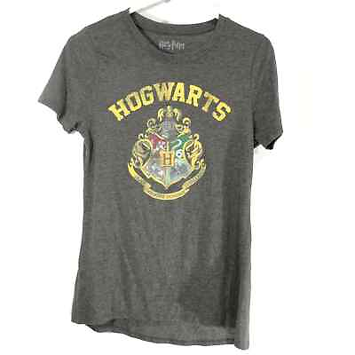 #ad Harry Potter Cool Boys Sz L Hogwarts T Shirt Grey Short Sleeve $13.56