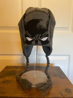 #ad DC COMICS Batman Kids Gray Black White Knit Hat One Size $8.00