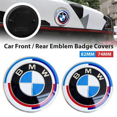 #ad #ad 2PCS Front Hood amp; Rear Trunk 82mm amp; 74mm Badge Emblem For BMW 50th Anniversary $11.99