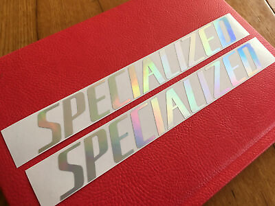 #ad specialized 17quot; x 2quot; decals stickers iridescent chrome rainbow frame bike evo sl $17.61