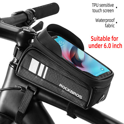 #ad ROCKBROS Bike Front Frame Bag Bicycle Top Tube Pouch Waterproof Cycling Case Bag $15.73