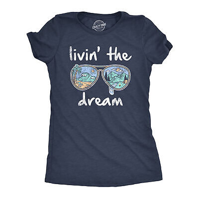 #ad #ad Womens Living The Dream T Shirt Cool Vacation Tee Graphic Novelty Tee Beach For $7.70
