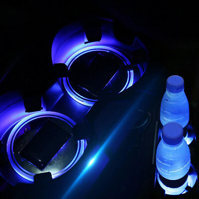 #ad 2pcs LED Solar Cup Pad Car Light Cover Interior Decoration Car Light Accessories $12.99