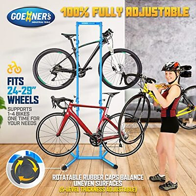 #ad Blue Pro Tower 4 Bike Rack Standing Bicycle Indoor Storage Garage Heavy Duty $119.97