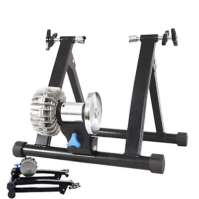 #ad Bike Trainer Stand For Indoor Riding Portable Foldable Magnetic Stainless Steel $153.99
