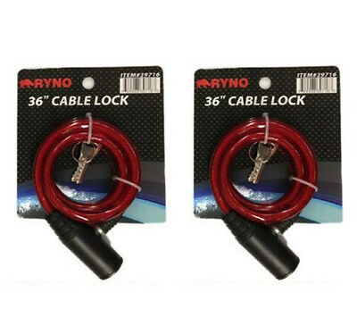 #ad 2X Bicycle Cable Lock Bike Lock Heavy Duty 10mm x 36quot; Anti Theft w keys *RED* $49.99