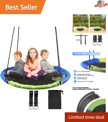 43quot; Large Round Tire Swing for Kids Outdoor Strong Heavy Duty Green and Blue $74.92