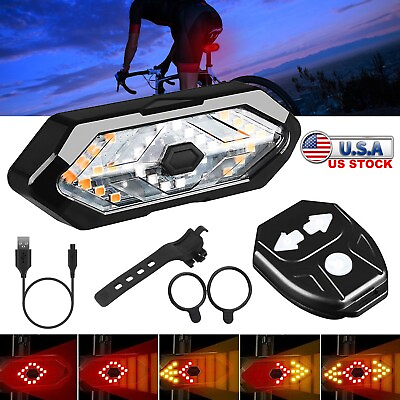 Smart Bike Tail Light LED USB Turn Signals Rear Bicycle Alarm Kit Remote Control $13.64