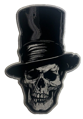 #ad SKULL WITH LARGE HAT X LARGE BACK BIKER PATCH IRON ON 15X10 INCH $9.99
