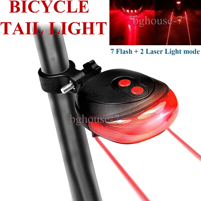 #ad #ad 5 LED 2 Laser Bike Bicycle Light Rear Tail Flashing Safety Warning Night Ligh $5.45