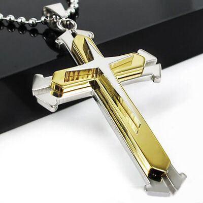 #ad Cool Boys Mens Stainless Steel Cross Pendant Necklace For Men Women Chain 20#x27;#x27; $5.99