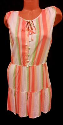 #ad NWT Torrid orange white striped sleeveless tie up neck part buttoned top 5X $17.99