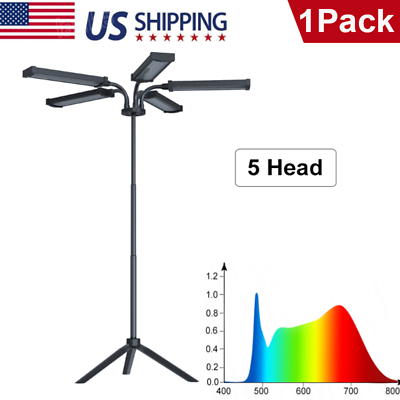 Growing Lights for Indoor Plants 5 Head LED Floor Full Spectrum Plant Lamp Stand $32.99