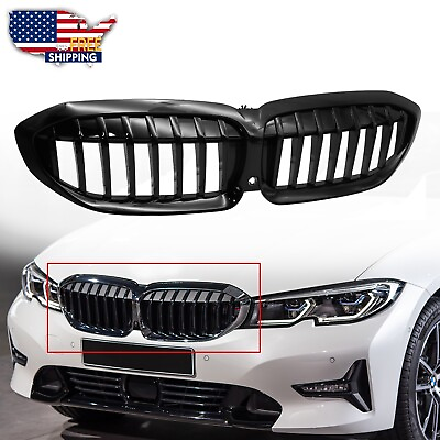 #ad For BMW G20 G21 3 Series 330i 2019 2022 Front Bumper Kidney Grills Gloss Black $45.99