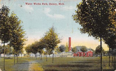 #ad Quincy Michigan Water Works Park Stand Pipe 1910 Postcard $3.75