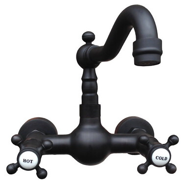 Oil Rubbed Brass Wall Swivel Bathroom Sink Faucet Vanity Basin Mixer Tap 2nf524 $51.35