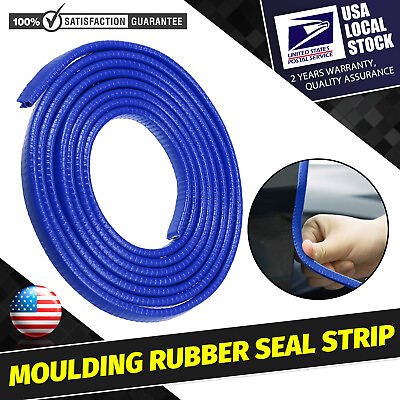 #ad 60ft Blue Car Trunk Edge Trim Guard Protector Noise Insulation Rubber Seal Strip $23.99