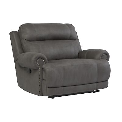 Wooden Zero Wall Recliner with Nailhead Trims and Rolled Arms Gray $1194.99
