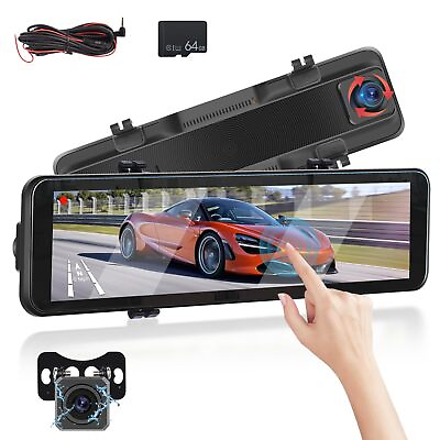 #ad Smart Rear View Mirror 10 Inch IPS Touch Screen Mirror Dash Cam Night Vis... $102.58