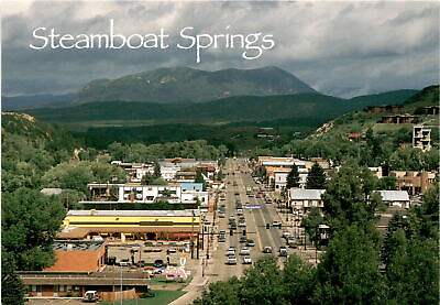 #ad Steamboat Springs Colorado Lincoln Avenue Sleeping Giant Mountain postcard $9.89