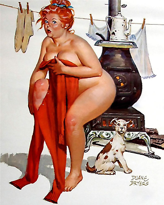 #ad #ad Duane Bryers#x27; plump and pretty Pin up Hilda Warming her Rump art painting print $16.99