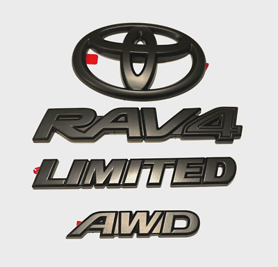 #ad 4PCS RAV4 LIMITED AWD Matte Black Emblem Overlay Badge Fit 2019 2023 TOYOTA Rav4 $49.95