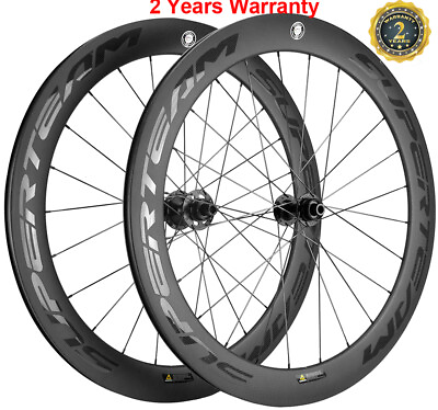 #ad 60mm Road Bike Disc Brake Carbon Wheelset 700C Clincher Race Disc Brake Wheels $400.00
