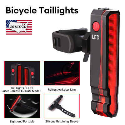 #ad USB Rechargeable Mountain Bike Bicycle Laser LED Rear Tail Light Lamp 6 Modes US $16.47