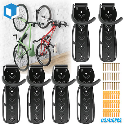 #ad 1 2 4 6 Packs Wall Mount Vertical Bike Rack Hook Hanger Storage System Garage $29.99
