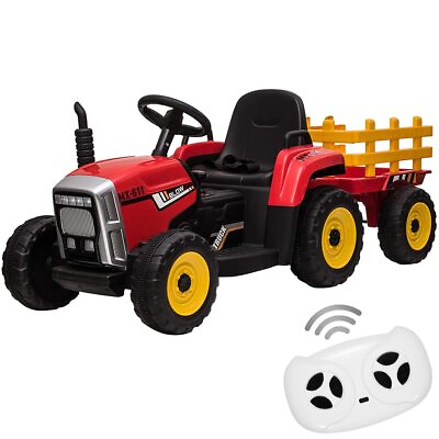 #ad #ad 12V Ride on Car for Kids Tractor Trailer ToysRemote ControlMP3 Player Red $159.98